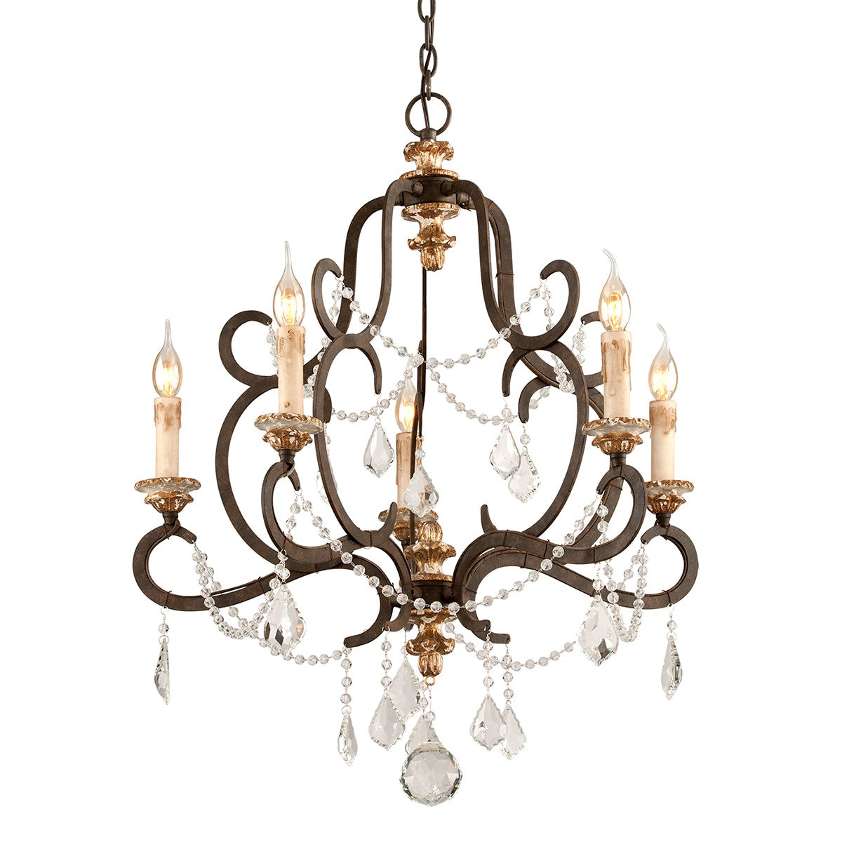 Troy Lighting - F3515-PZ/DG - Five Light Chandelier - Bordeaux - Parisian Brnze W Distr Gold Le