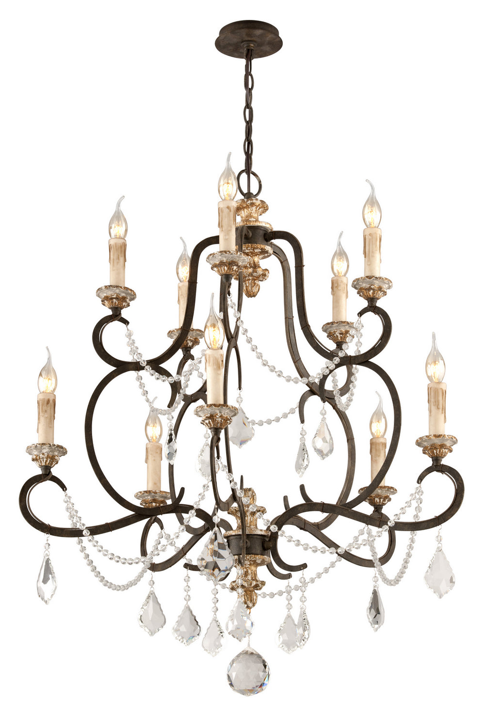 Troy Lighting - F3516-PZ/DG - Ten Light Chandelier - Bordeaux - Parisian Bronze