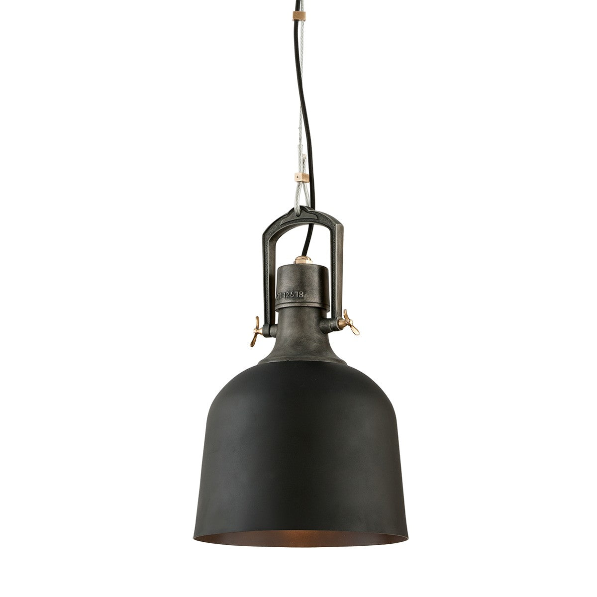 Troy Lighting - F3545-SBK/APW/PBR - One Light Pendant - Hangar 31 - Soft Black