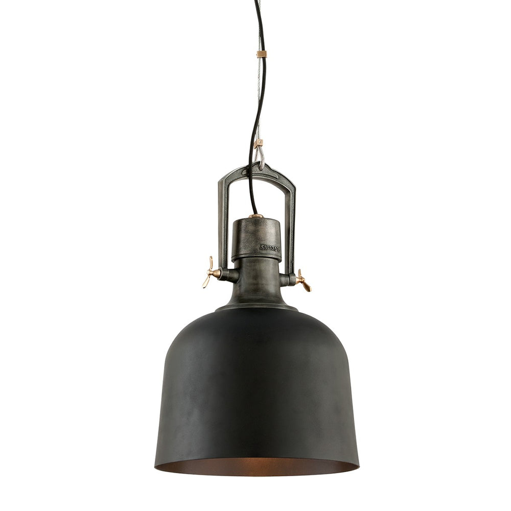 Troy Lighting - F3546-SBK/APW/PBR - One Light Pendant - Hangar 31 - Soft Black