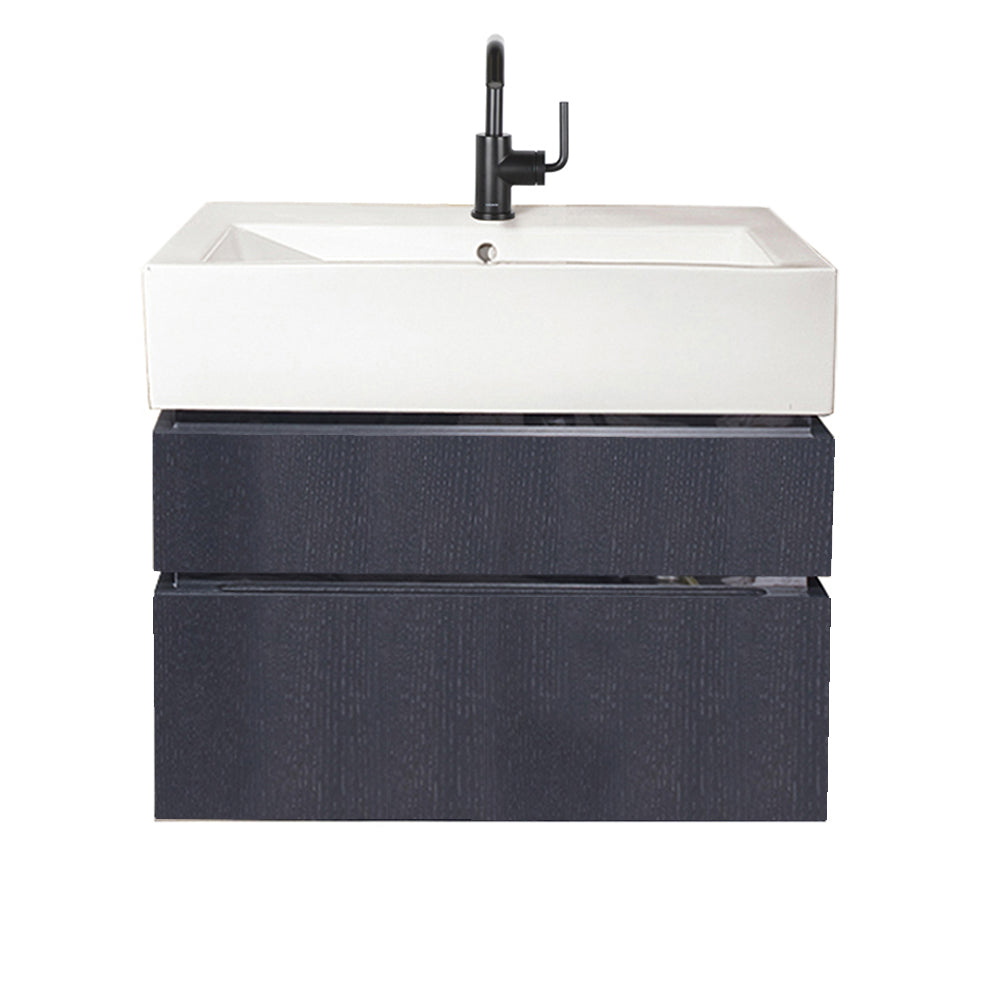 Wall-mount undercounter vanity with finger pulls, no  polished steel accents, both drawers have U-shaped notch for plumbing, washbasin 5468 sold separately, W: 28 1/2", D: 18 1/2", H: 18" - Maison&Co.