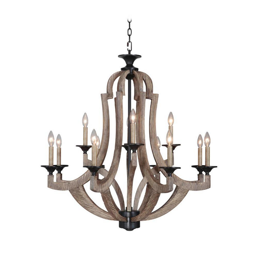 Craftmade - 35112-WP - Winton 12 Light Chandelier in Weathered Pine Finish - Winton