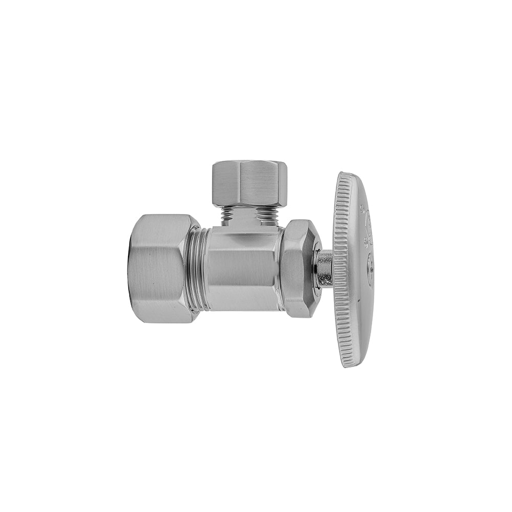 Multi Turn Angle Pattern 5/8" O.D. Compression (Fits 1/2" Copper) x 3/8" O.D. Supply Valve with Oval Handle in Multiple Finishes