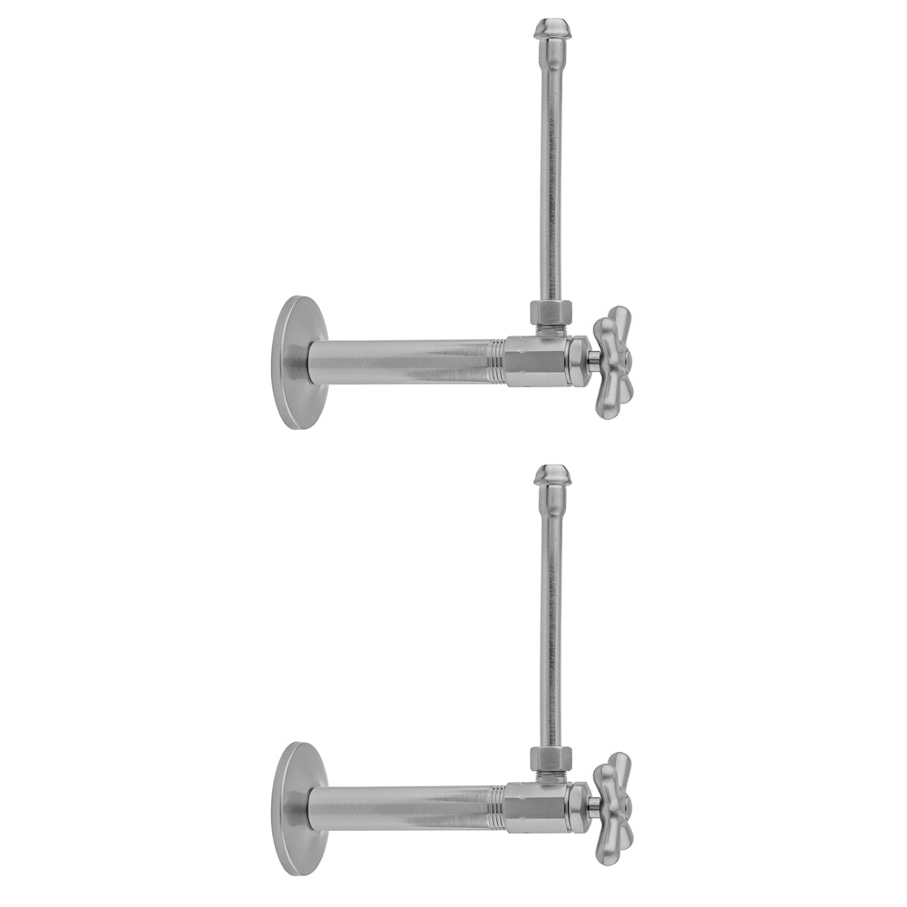 Multi Turn Angle Pattern 3/8" IPS x 3/8" O.D. Faucet Supply Kit with Cross Handle, 20" Supply Tubes, Escutcheons in Multiple Finishes