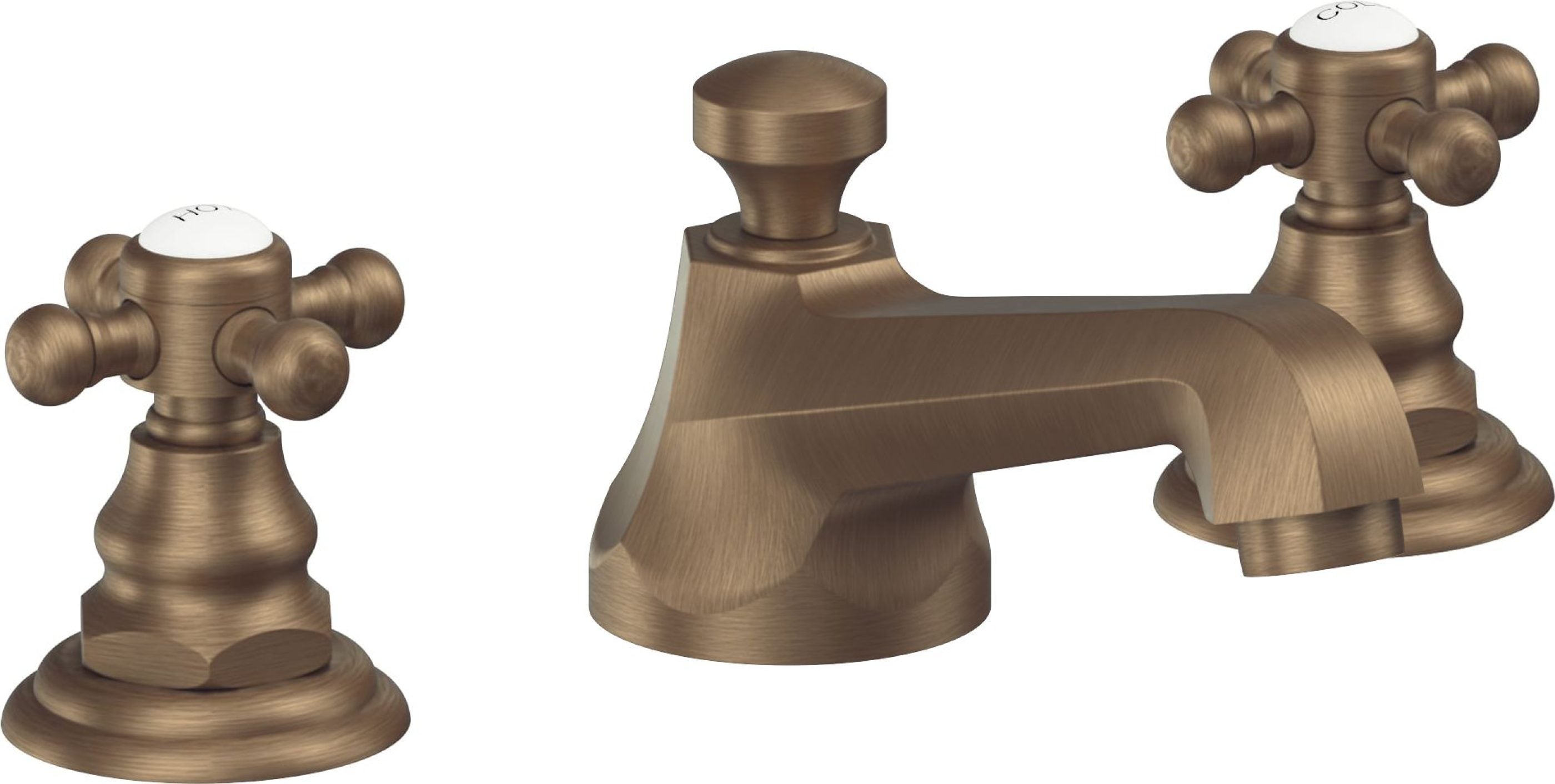 California Faucets - 6002ZB-ABF - 8" Widespread Lavatory Faucet with ZeroDrain - Antique Brass Flat - Del Mar