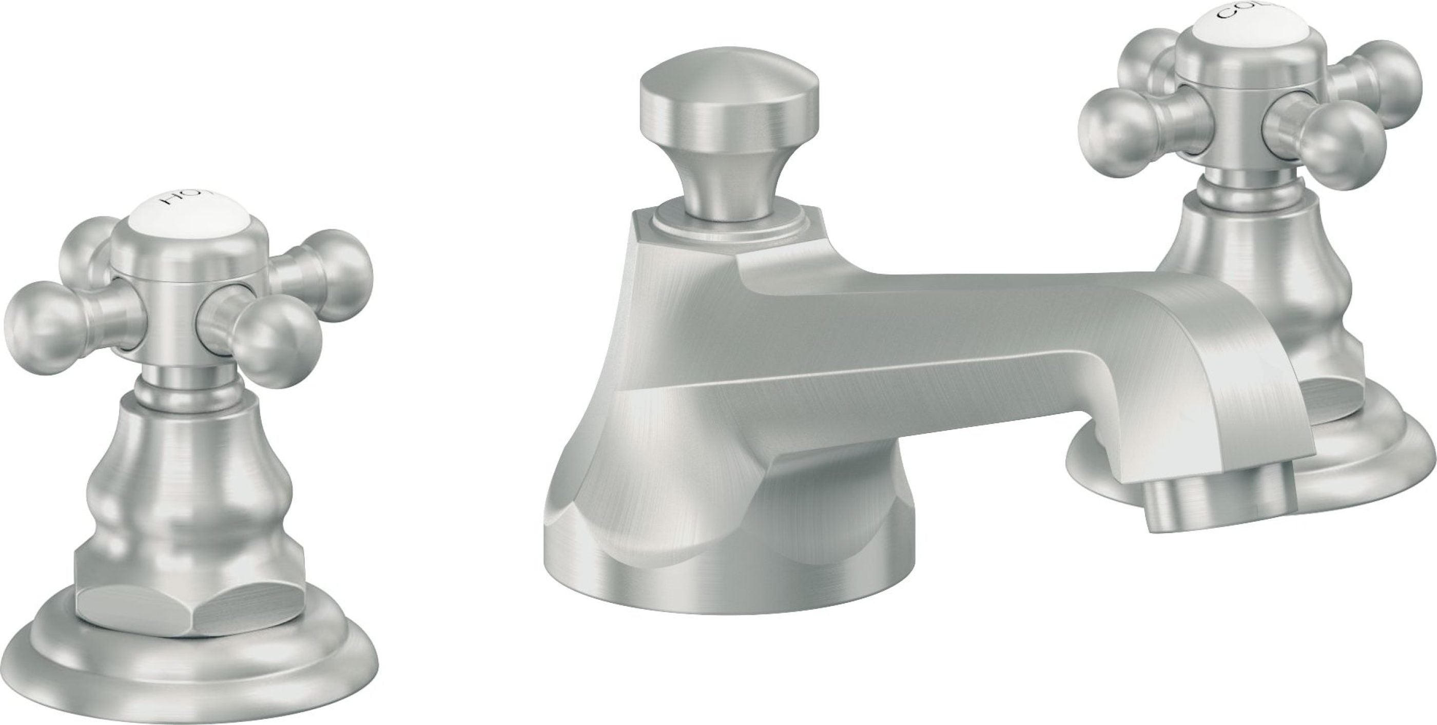 California Faucets - 6002ZB-SC - 8" Widespread Lavatory Faucet with ZeroDrain - Satin Chrome (PVD) - Del Mar