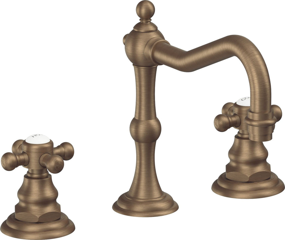 California Faucets - 6102XZBF-ABF - 8" Widespread Lavatory Faucet with Completely Finished ZeroDrain - Antique Brass Flat - Salinas