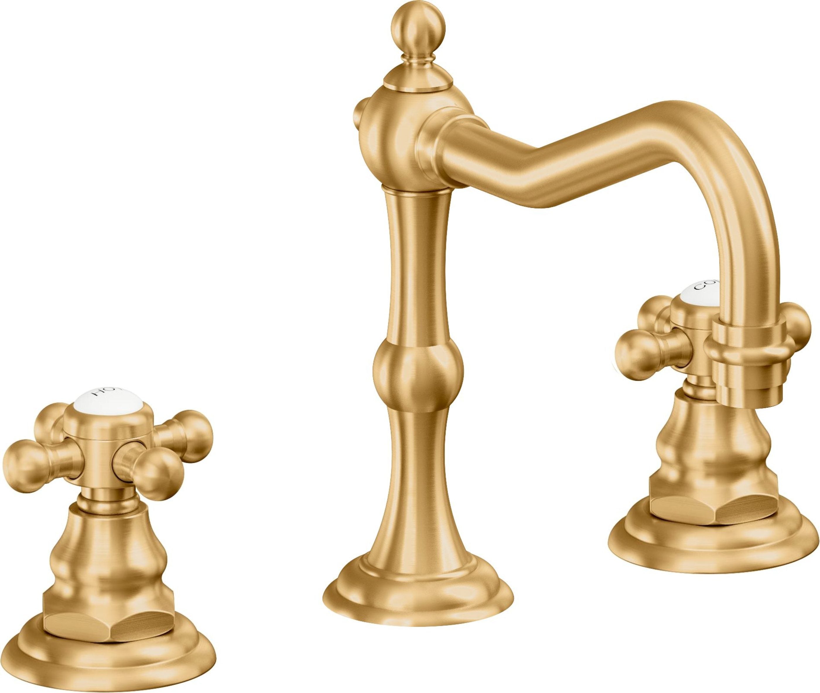 California Faucets - 6102X-LSG - 8" Widespread Lavatory Faucet - Lifetime Satin Gold (PVD) - Salinas