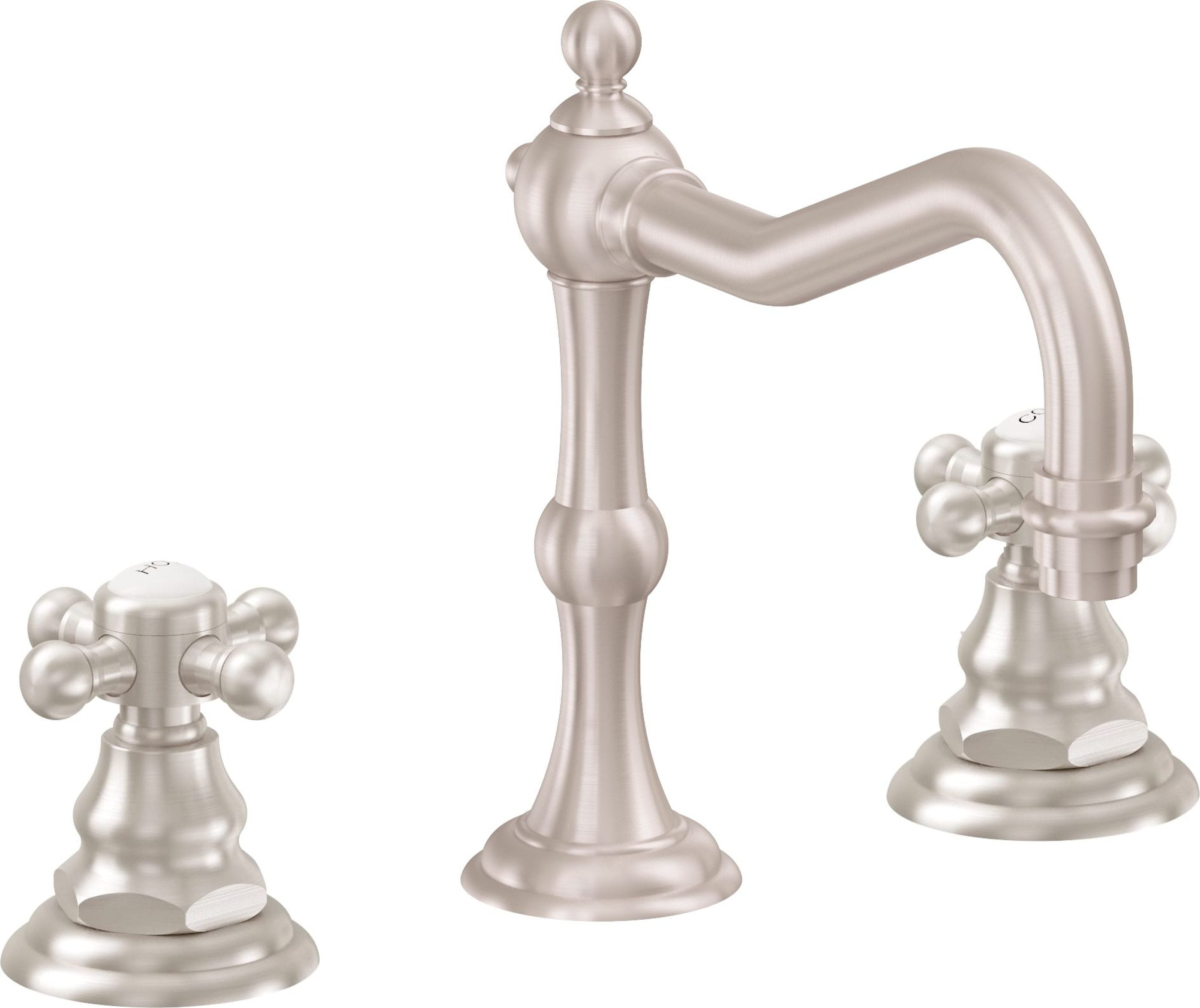 California Faucets - 6102XZB-SN - 8" Widespread Lavatory Faucet with ZeroDrain - Satin Nickel  - Salinas