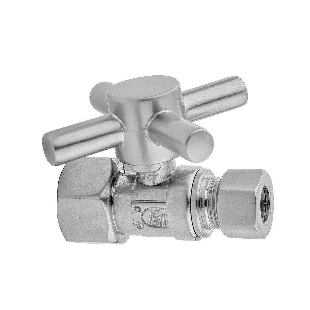 Quarter Turn Straight Pattern 1/2" IPS x 3/8" O.D. Supply Valve with Contempo Cross Handle in Multiple Finishes - Maison&Co.