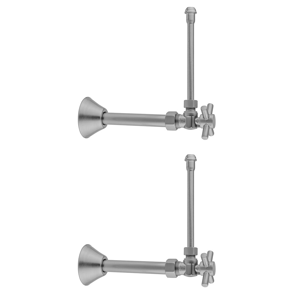 Quarter Turn Angle Pattern 5/8" O.D. Compression (Fits 1/2" Copper) x 3/8" O.D. Faucet Supply Kit Contempo Cross, 20" Supply Tubes, Cover Tube, Escutcheons in Multiple Finishes - Maison&Co.
