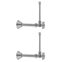 Quarter Turn Angle Pattern 5/8" O.D. Compression (Fits 1/2" Copper) x 3/8" O.D. Faucet Supply Kit Contempo Cross, 20" Supply Tubes, Cover Tube, Escutcheons in Multiple Finishes - Maison&Co.