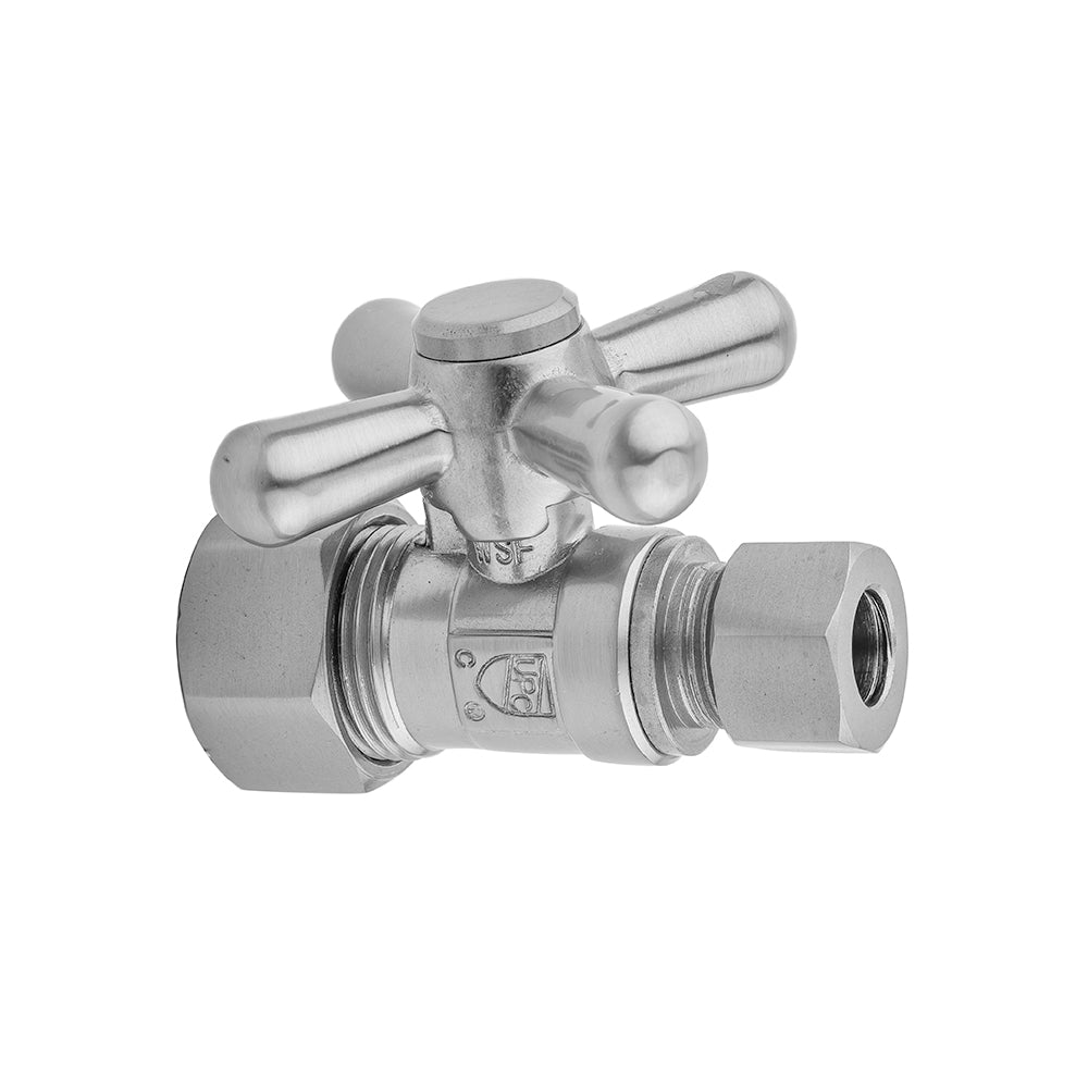 Quarter Turn Straight Pattern 5/8" O.D. Compression (Fits 1/2" Copper) x 1/2" O.D. Supply Valve with Standard Cross Handle in Multiple Finishes - Maison&Co.