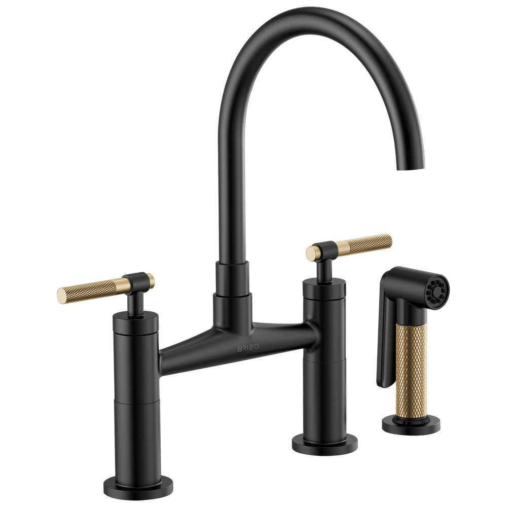 Brizo Litze®: Bridge Faucet with Arc Spout and Knurled Handle - Maison&Co.