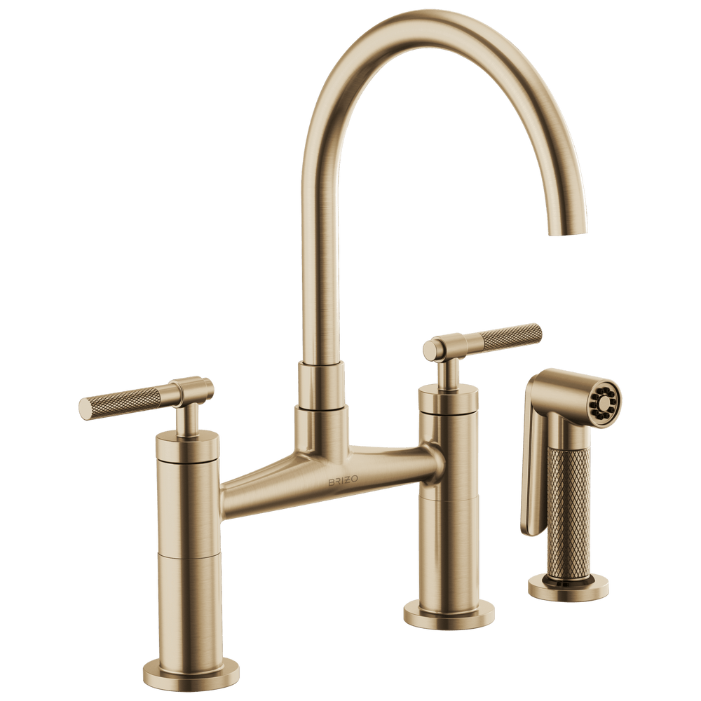 Brizo Litze®: Bridge Faucet with Arc Spout and Knurled Handle - Maison&Co.