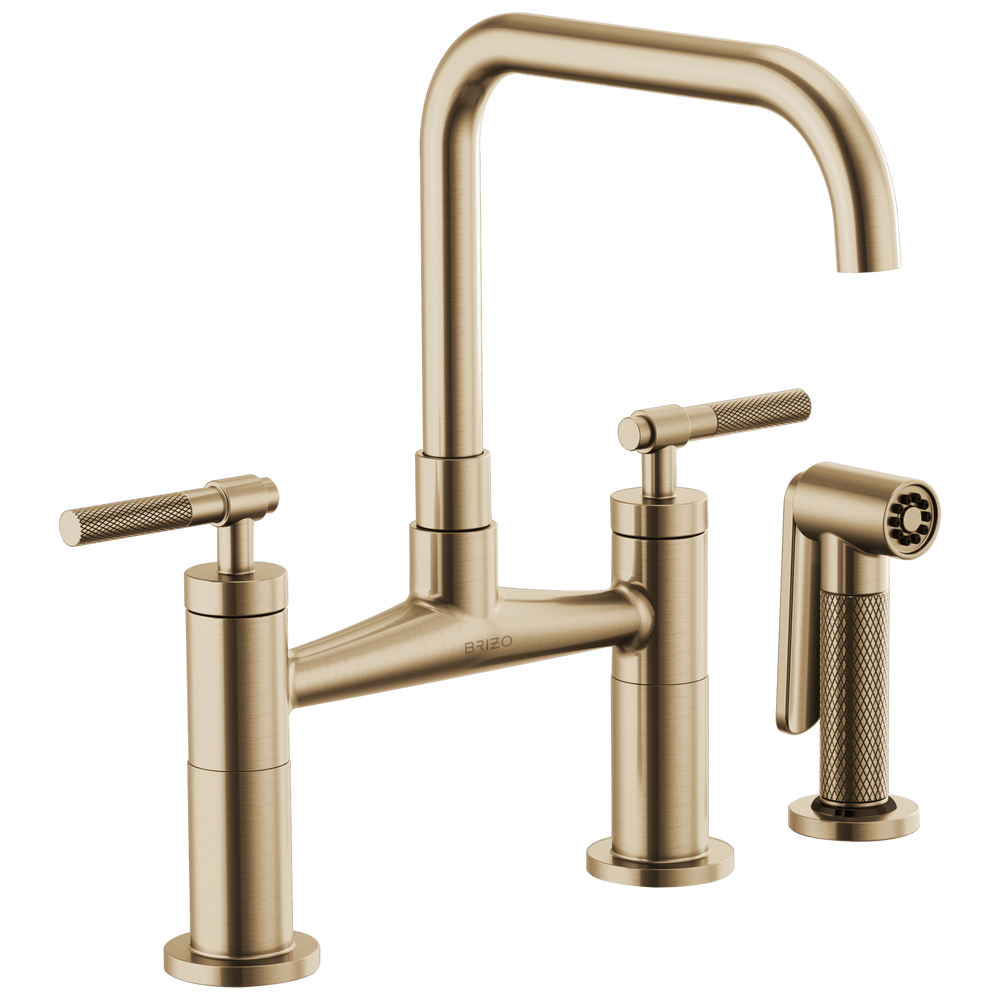 Brizo Litze®: Bridge Faucet with Square Spout and Knurled Handle - Maison&Co.