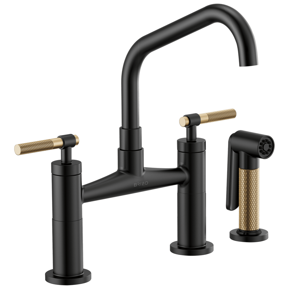 Brizo Litze®: Bridge Faucet with Angled Spout and Knurled Handle - Maison&Co.