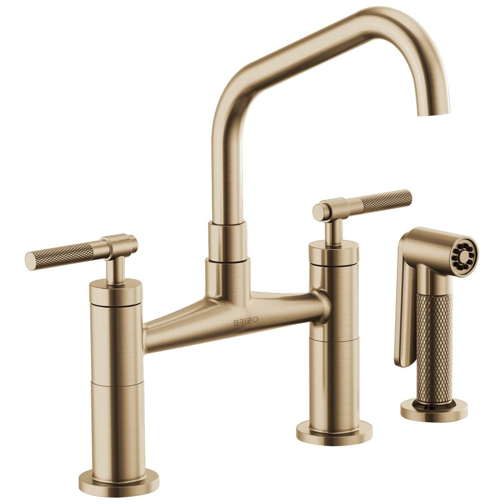 Brizo Litze®: Bridge Faucet with Angled Spout and Knurled Handle - Maison&Co.