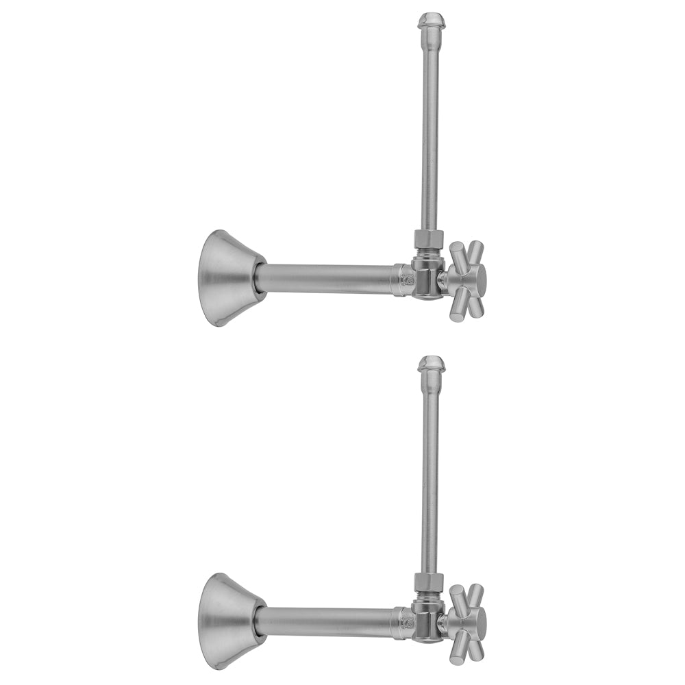 Quarter Turn Angle Pattern 1/2" Copper (Sweat Fit) x 3/8" O.D. Faucet Supply Kit with Contempo Cross Handle, 20" Supply Tubes & Bell Escutcheons in Multiple Finishes - Maison&Co.