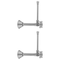 Quarter Turn Angle Pattern 1/2" Copper (Sweat Fit) x 3/8" O.D. Faucet Supply Kit with Contempo Cross Handle, 20" Supply Tubes & Bell Escutcheons in Multiple Finishes - Maison&Co.