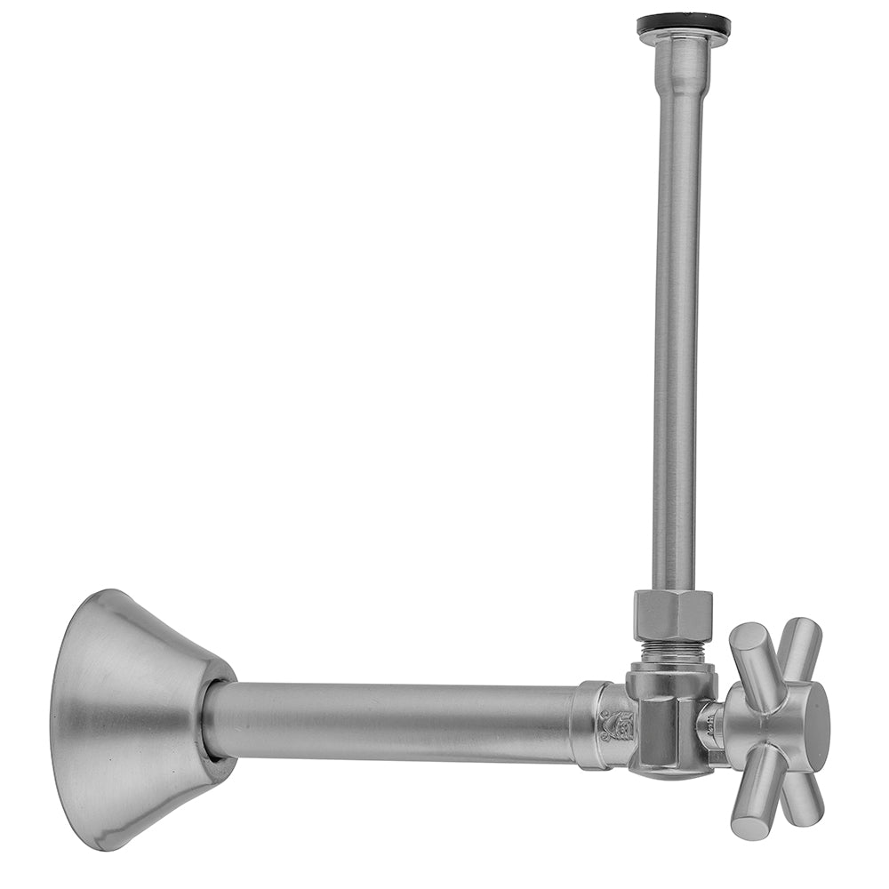 Quarter Turn Angle Pattern 1/2" Copper (Sweat Fit) x 3/8" O.D. Toilet Supply Kit with Contempo Cross Handle, 20" Supply Tube, Escutcheon in Multiple Finishes - Maison&Co.