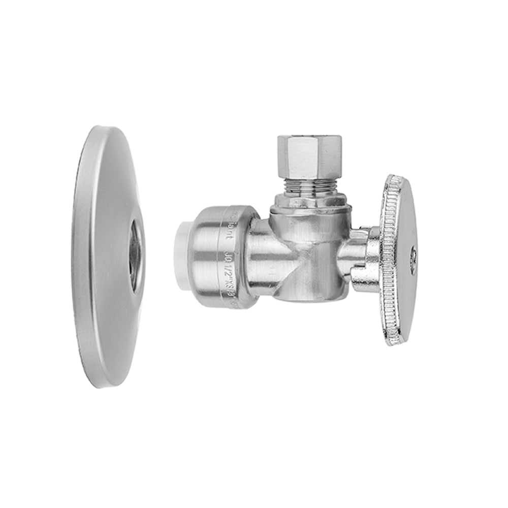 Quarter Turn Angle Pattern 1/2" Push Fit x 3/8" O.D. Supply Valve with Escutcheon in Multiple Finishes - Maison&Co.