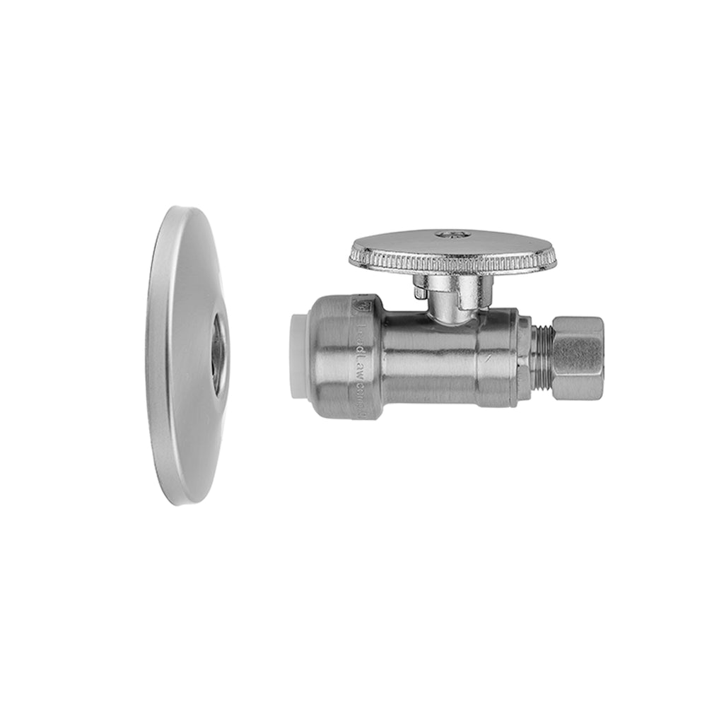 Quarter Turn Straight Pattern 1/2" Push Fit x 3/8" O.D. Supply Valve with Escutcheon in Multiple Finishes - Maison&Co.