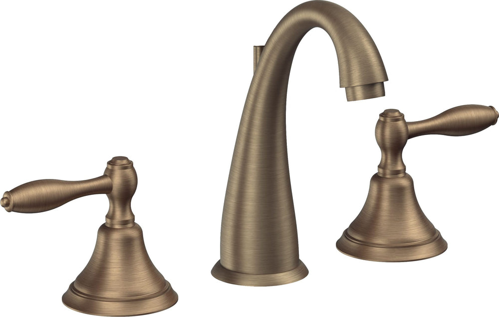 California Faucets - 6402ZB-ABF - 8" Widespread Lavatory Faucet with ZeroDrain - Antique Brass Flat - Mendocino