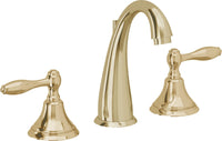 California Faucets - 6402ZBF-PBU - 8" Widespread Lavatory Faucet with Completely Finished ZeroDrain - Polished Brass Uncoated - Mendocino