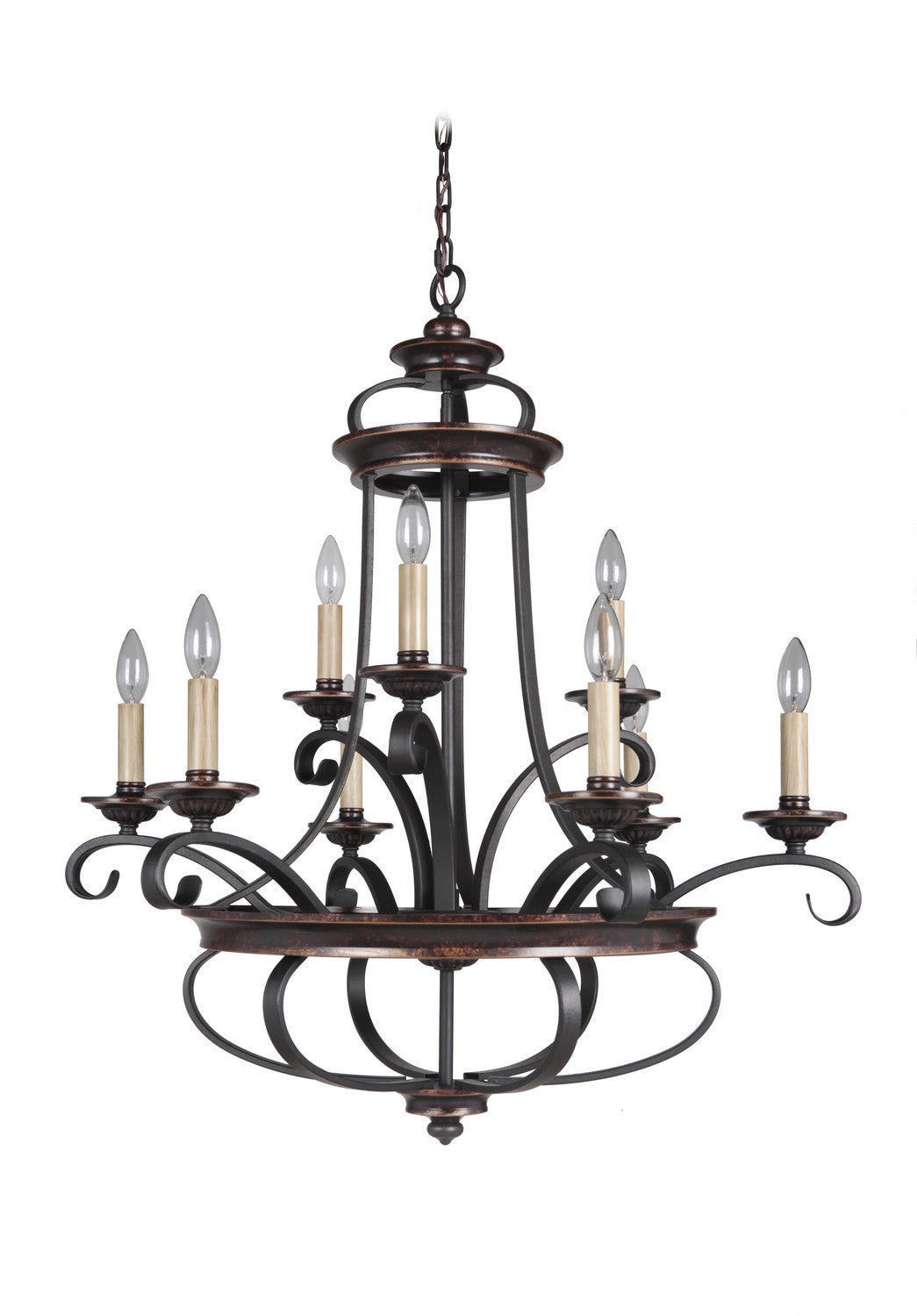 Craftmade - 38729-AGTB - Stafford Nine Light Chandelier in Aged Bronze/Textured Black Finish - Stafford