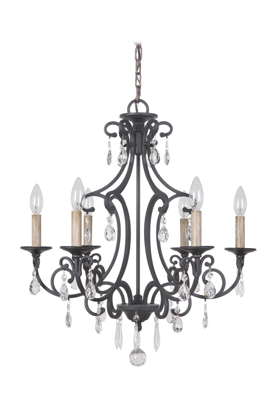 Craftmade - 38926-MBK - Bentley Six Light Chandelier in Matte Black Finish - Bentley