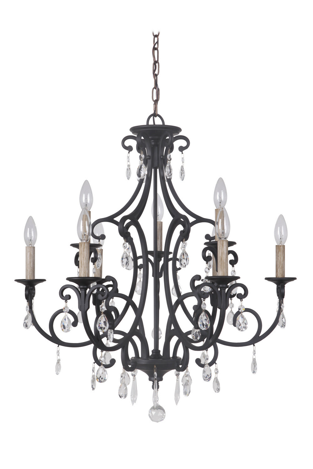 Craftmade - 38929-MBK - Bentley Nine Light Chandelier in Matte Black Finish - Bentley