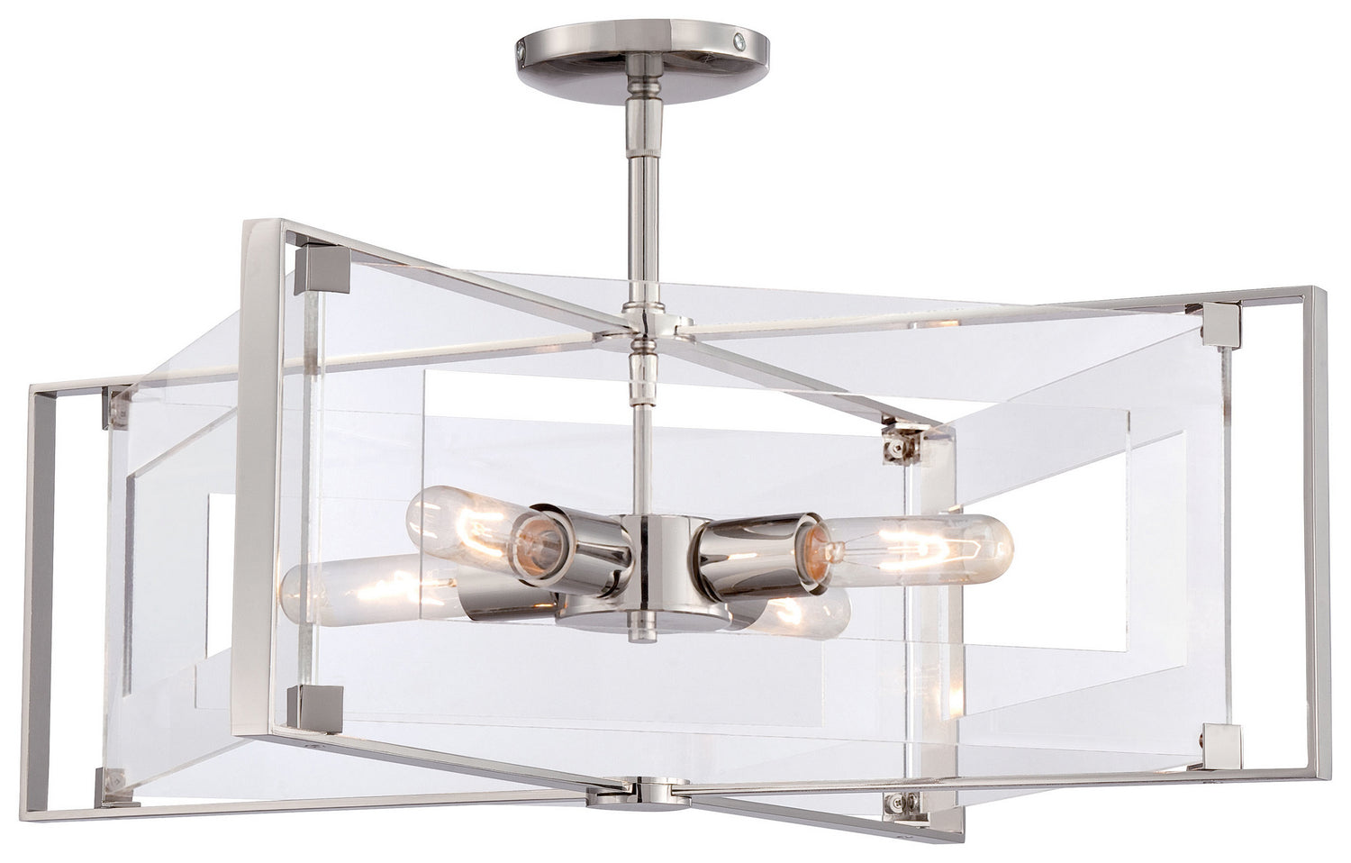 George Kovacs - P1403-613 - Four Light Convertible Semi Flush / Pendant - Crystal Clear - Polished Nickel