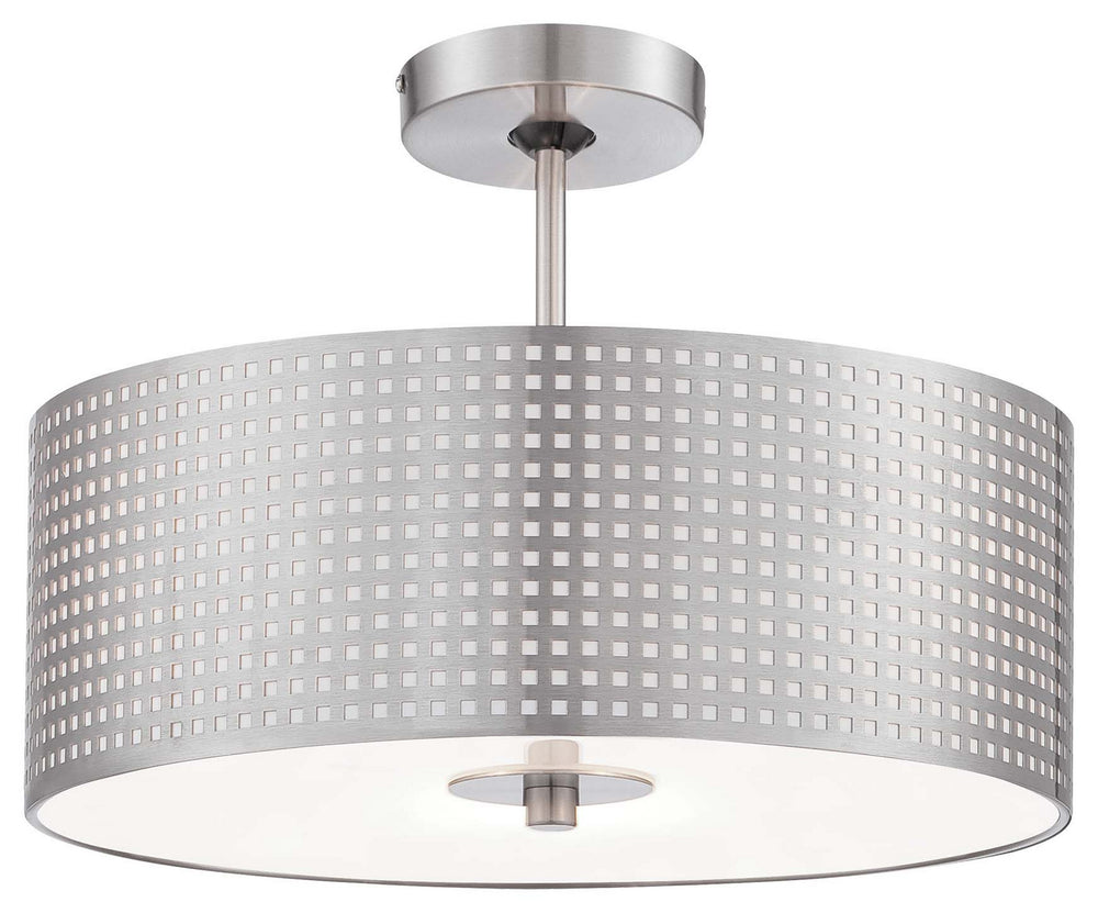 George Kovacs - P5747-084 - Three Light Semi Flush Mount - Grid - Brushed Nickel