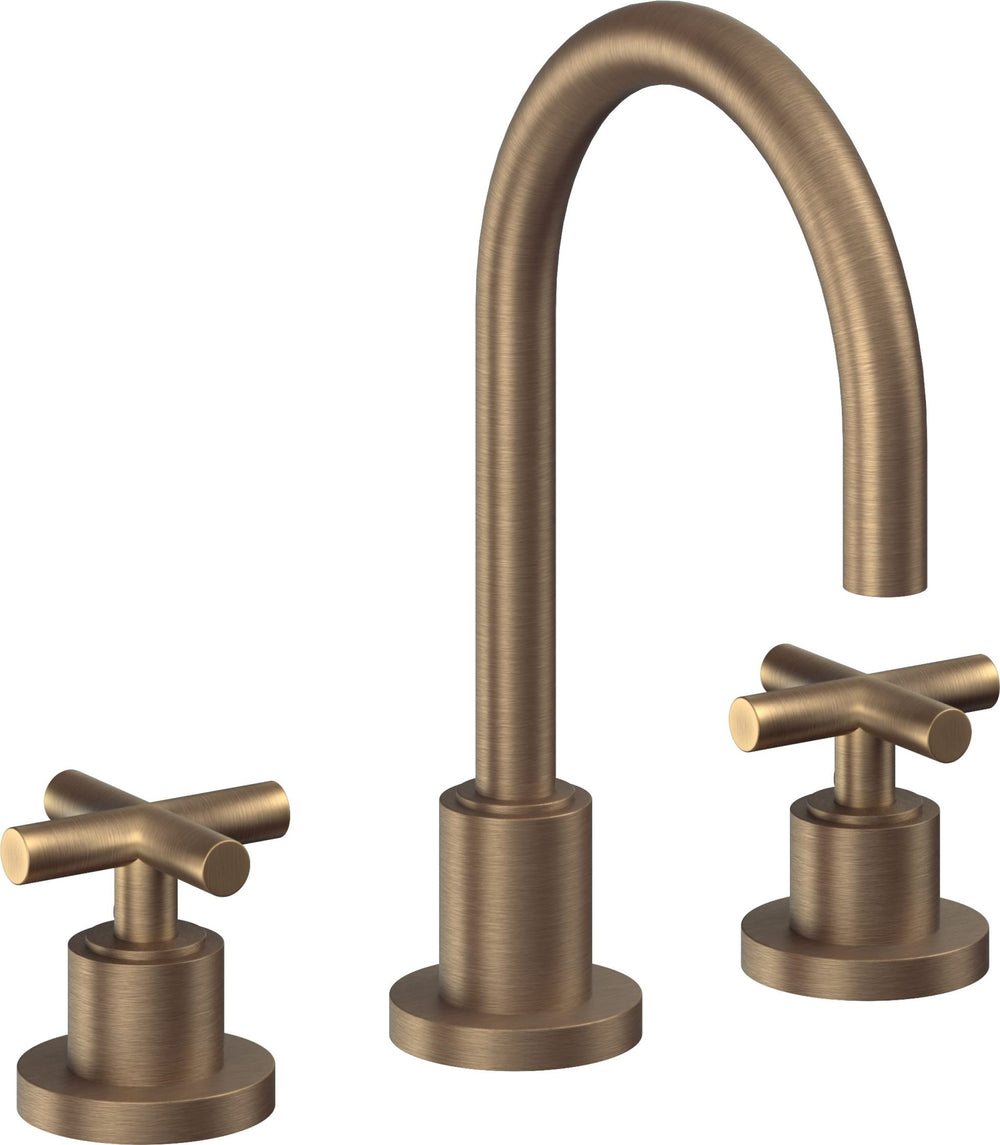 California Faucets - 6502ZBF-ABF - 8" Widespread Lavatory Faucet with Completely Finished ZeroDrain - Antique Brass Flat - Tiburon