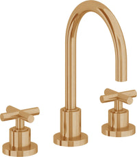 California Faucets - 6502ZBF-BBU - 8" Widespread Lavatory Faucet with Completely Finished ZeroDrain - Burnished Brass Uncoated - Tiburon