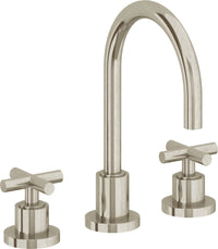 California Faucets - 6502ZB-BNU - 8" Widespread Lavatory Faucet with ZeroDrain - Burnished Nickel Uncoated - Tiburon