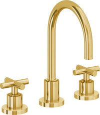 California Faucets - 6502ZBF-LPG - 8" Widespread Lavatory Faucet with Completely Finished ZeroDrain - Lifetime Polished Gold (PVD) - Tiburon