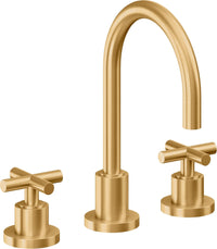 California Faucets - 6502ZB-LSG - 8" Widespread Lavatory Faucet with ZeroDrain - Lifetime Satin Gold (PVD) - Tiburon