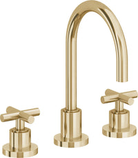 California Faucets - 6502ZB-PBU - 8" Widespread Lavatory Faucet with ZeroDrain - Polished Brass Uncoated - Tiburon