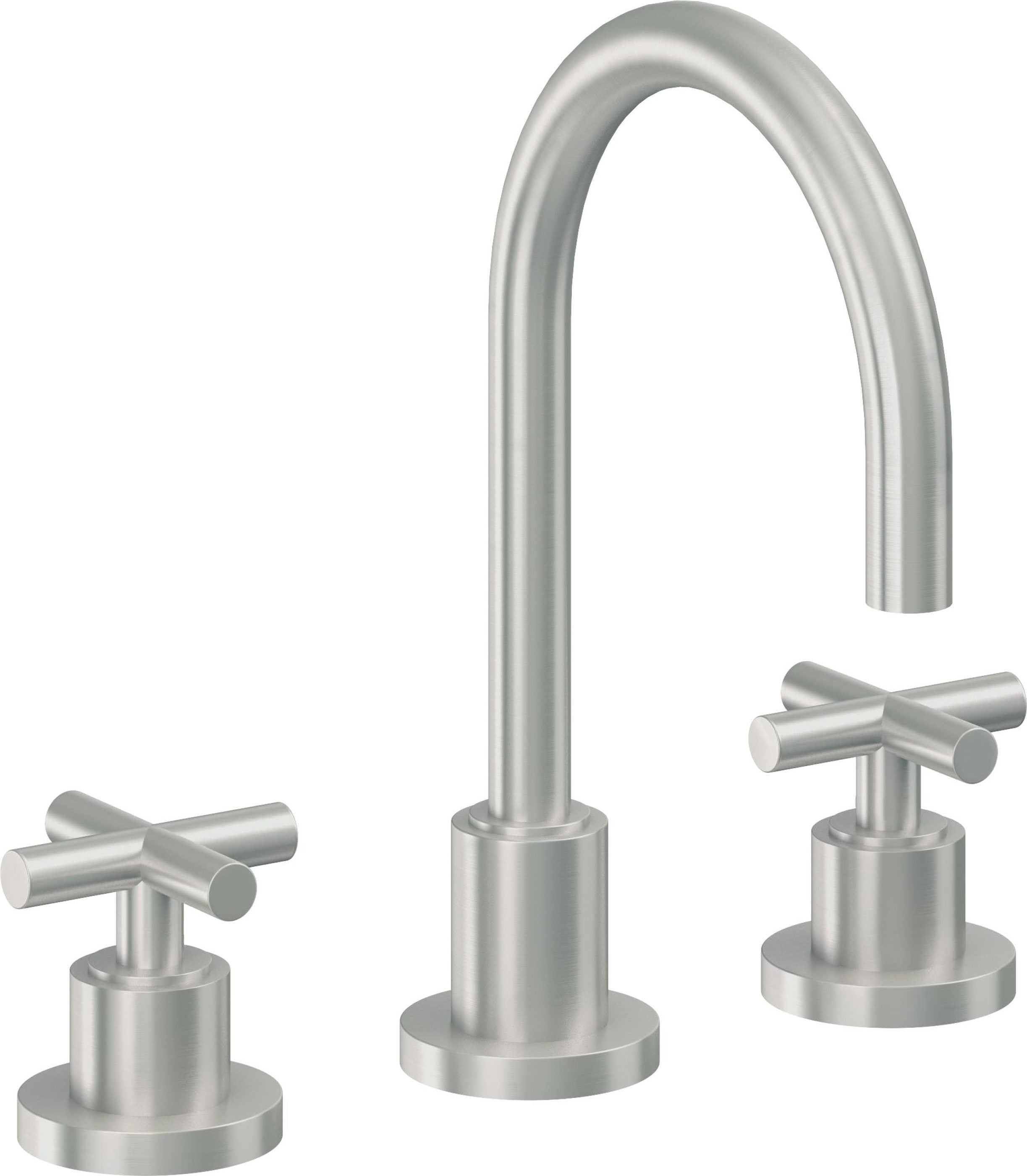 California Faucets - 6502ZB-SC - 8" Widespread Lavatory Faucet with ZeroDrain - Satin Chrome (PVD) - Tiburon