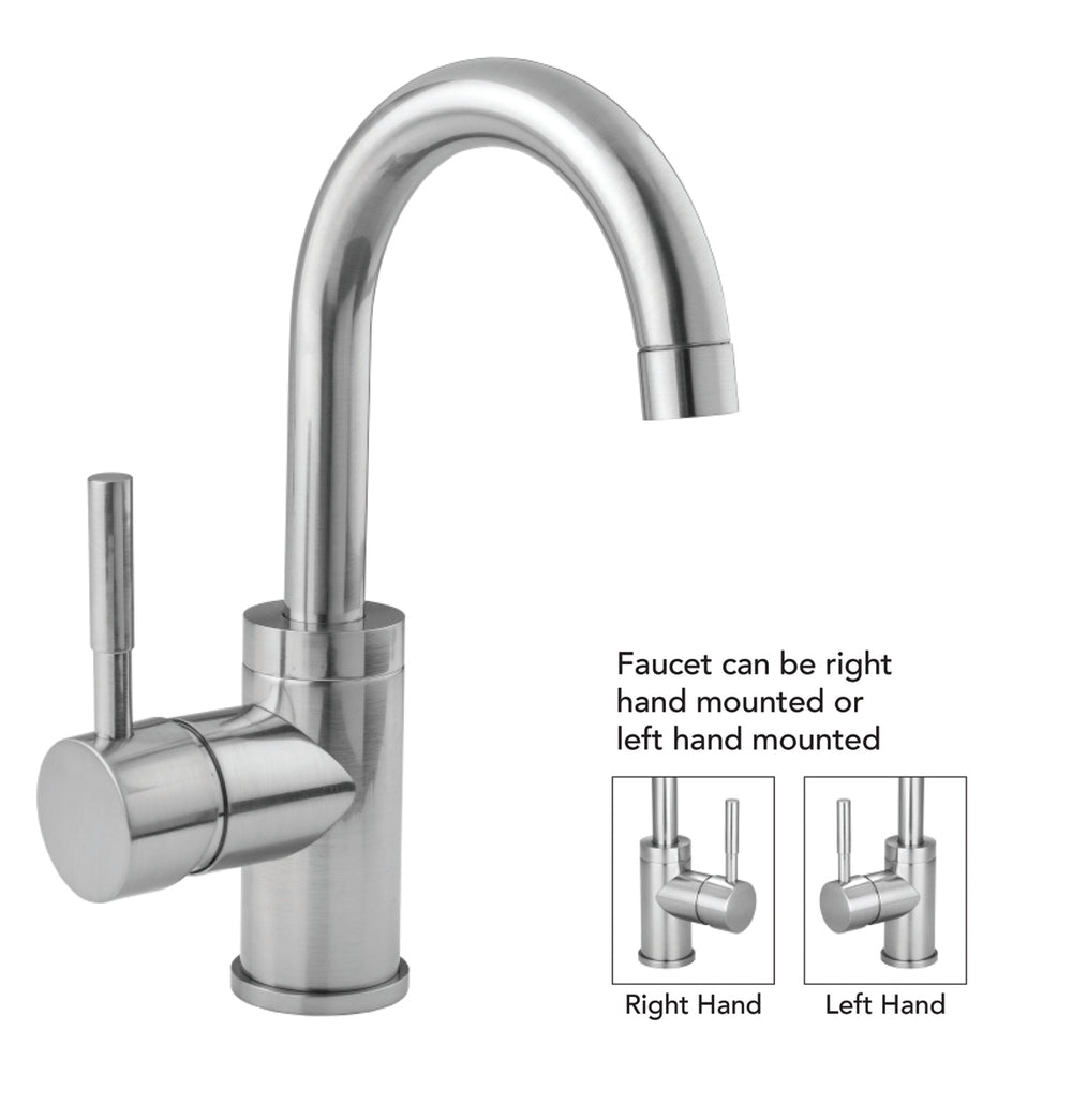 Uptown Contempo Single Hole Faucet with Push Top Drain in Multiple Finishes