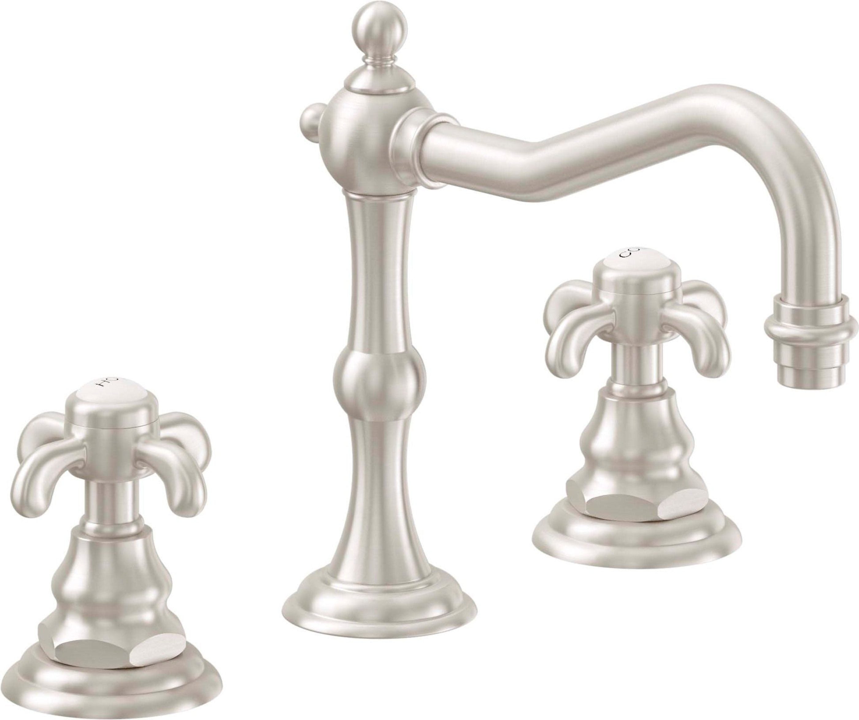 California Faucets - 6102XDZB-SN - 8" Widespread Lavatory Faucet with ZeroDrain - Satin Nickel  - Salinas