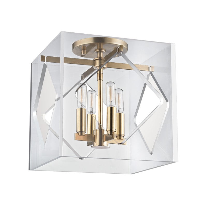 Hudson Valley - 5912F-AGB - Four Light Flush Mount - Travis - Aged Brass