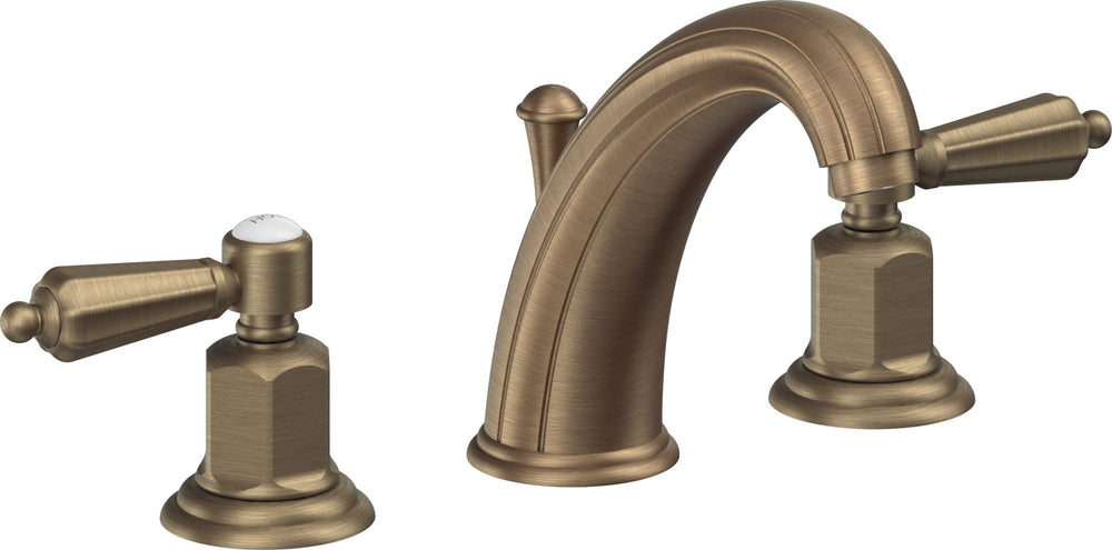 California Faucets - 6802ZBF-ABF - 8" Widespread Lavatory Faucet with Completely Finished ZeroDrain - Antique Brass Flat - San Clemente