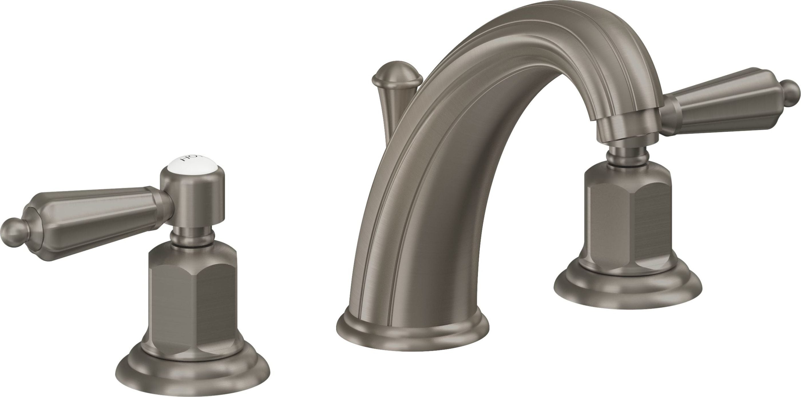 California Faucets - 6802ZB-GRP - 8" Widespread Lavatory Faucet with ZeroDrain - Graphite (PVD) - San Clemente