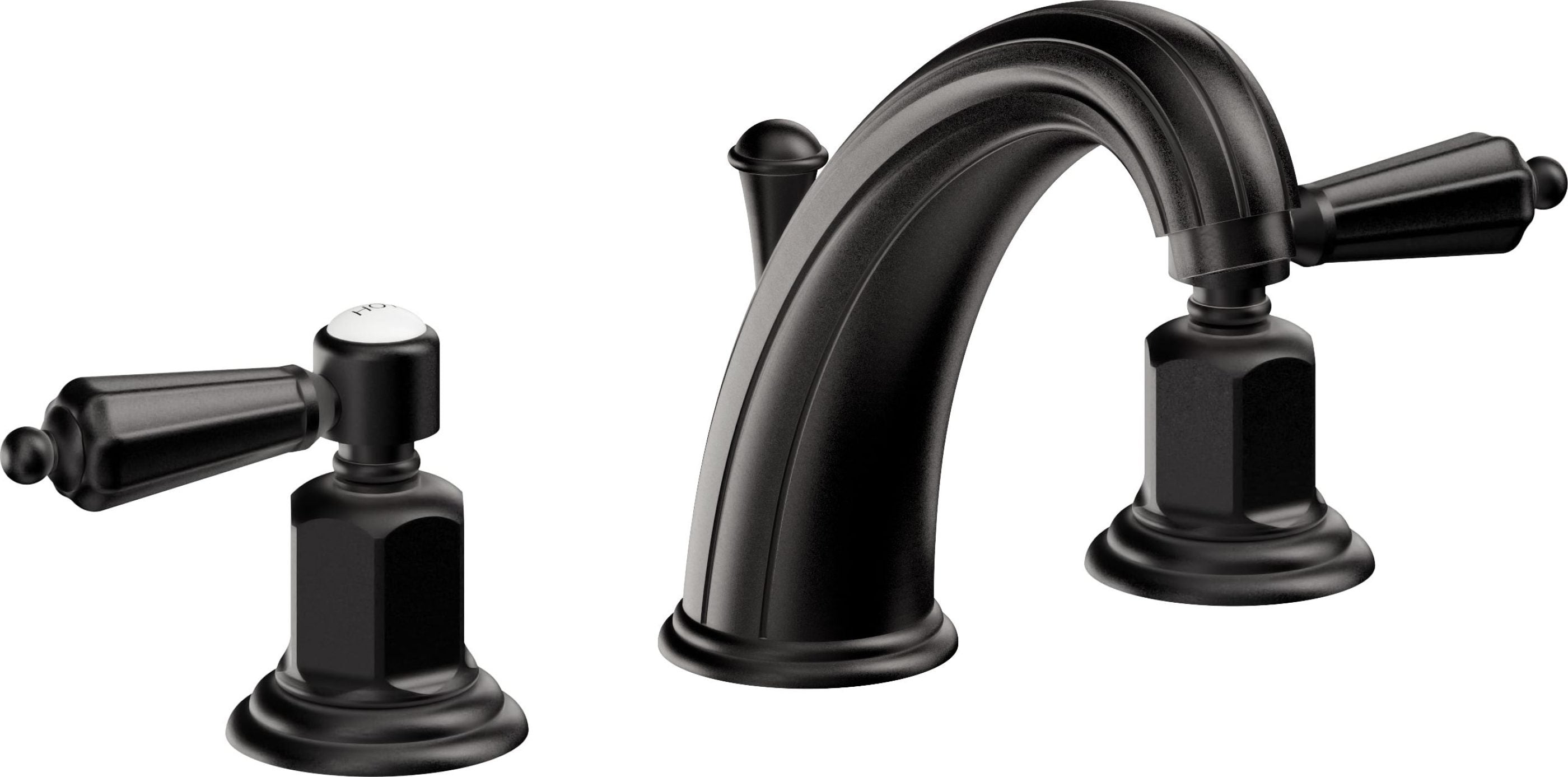 California Faucets - 6802ZBF-MBLK - 8" Widespread Lavatory Faucet with Completely Finished ZeroDrain - Matte Black - San Clemente