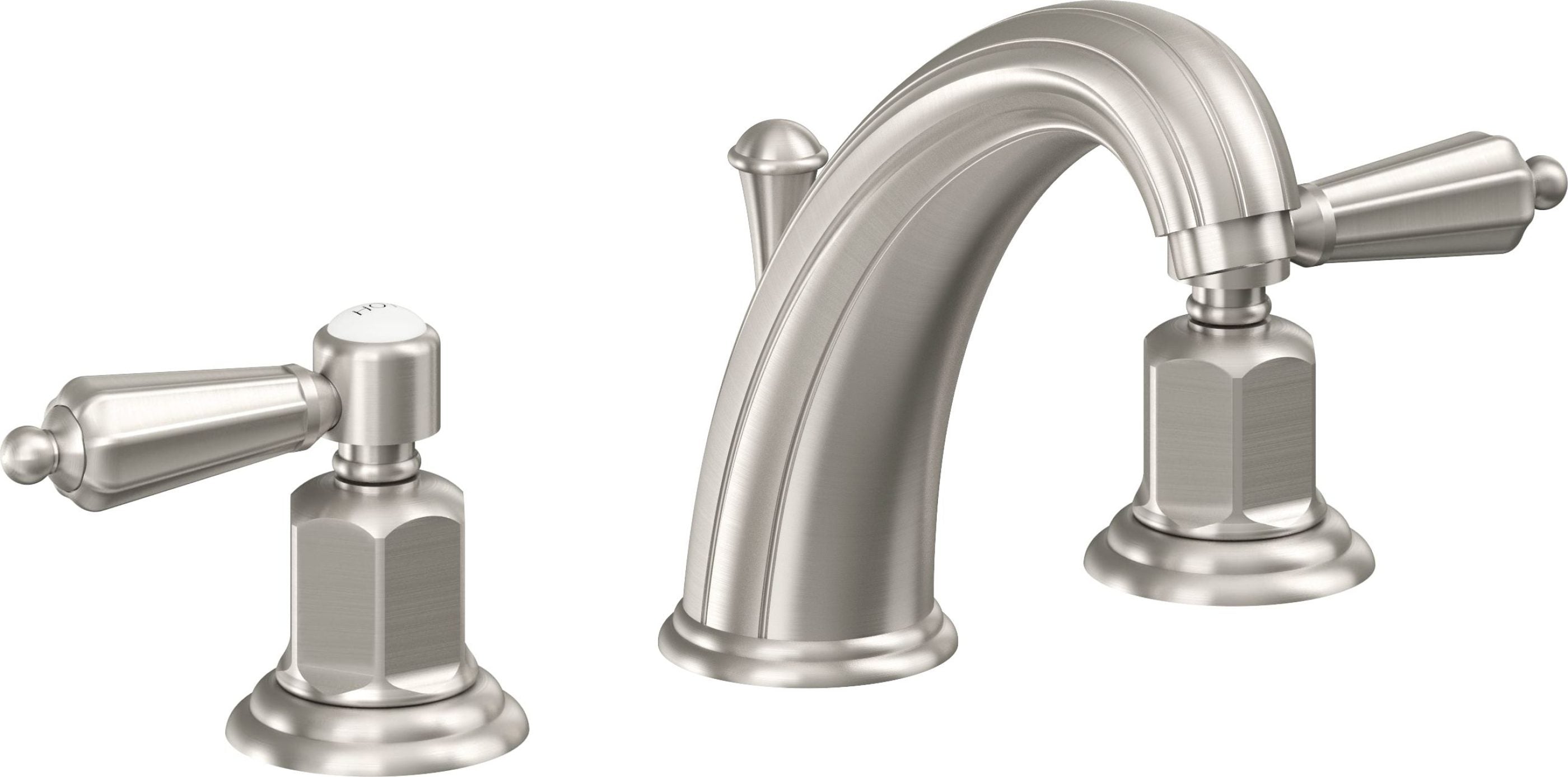 California Faucets - 6802ZBF-USS - 8" Widespread Lavatory Faucet with Completely Finished ZeroDrain - Ultra Stainless Steel (PVD) - San Clemente