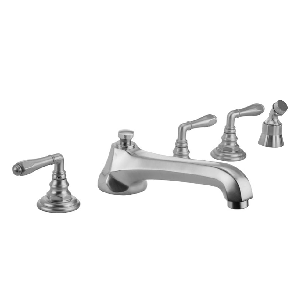 Westfield Roman Tub Set with Low Spout and Smooth Lever Handles and Angled Handshower Mount in Multiple Finishes