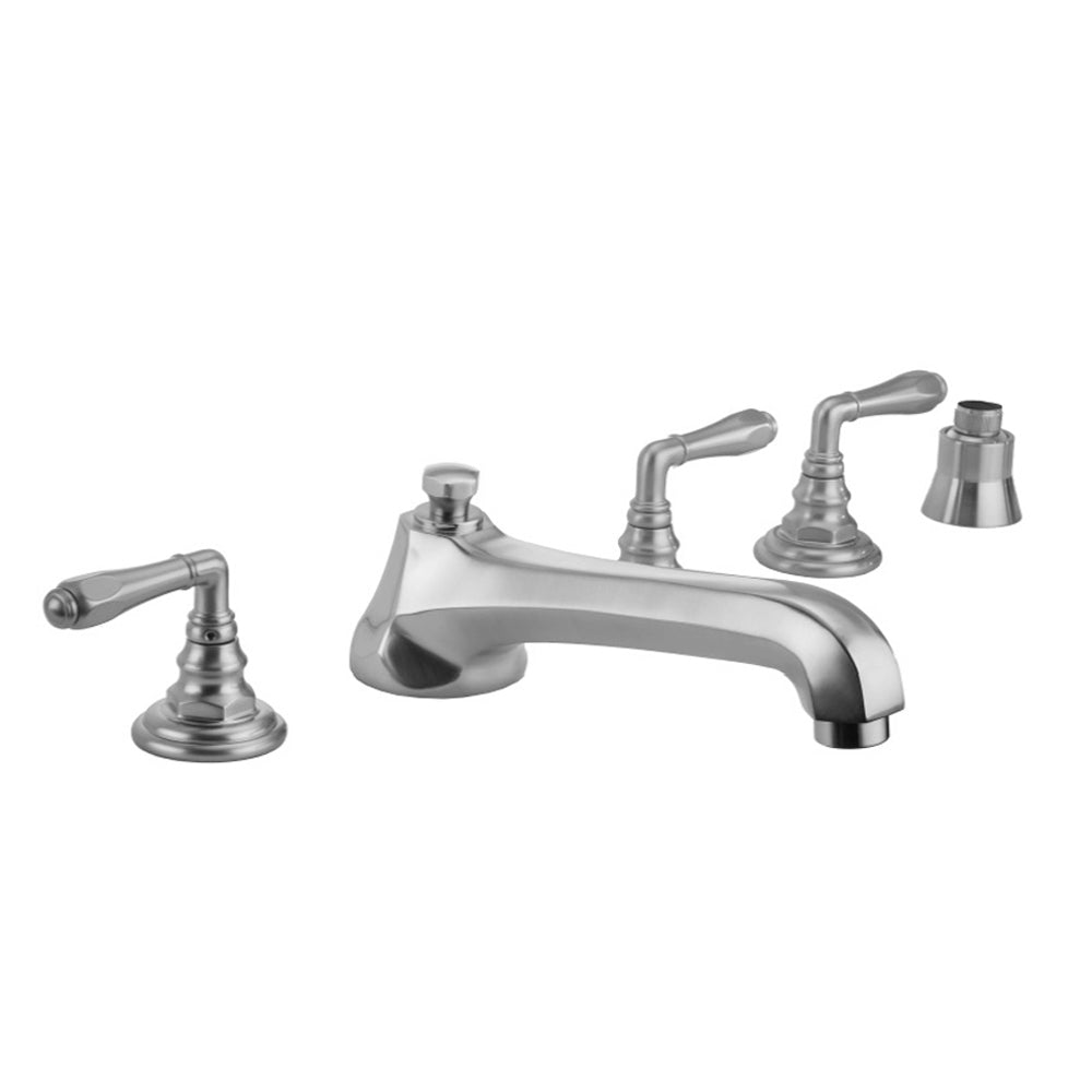 Westfield Roman Tub Set with Low Spout and Smooth Lever Handles and Straight Handshower Mount in Multiple Finishes